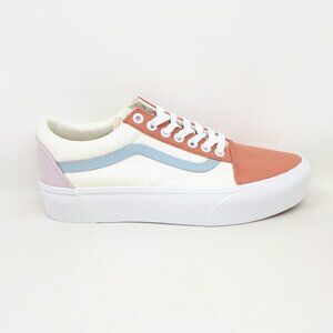 Vans Old Skool Platform Casual Shoe Sneaker Twill Pastel White Womens Size NEW